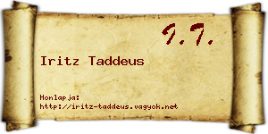 Iritz Taddeus névjegykártya